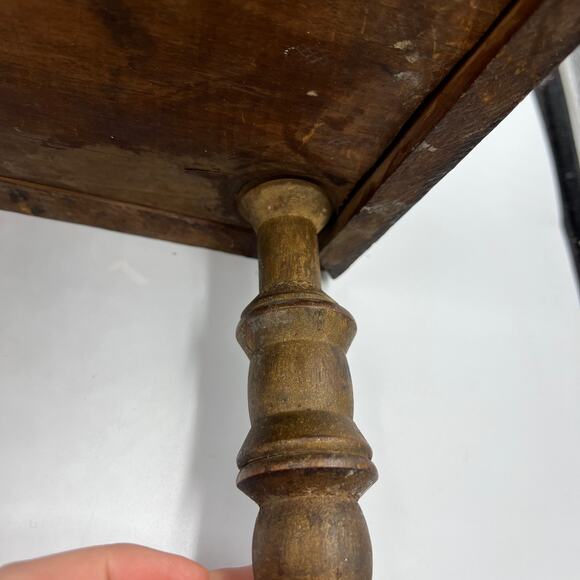 Vintage Primitive MCM Leather Craftsman Style Foot Stool Seat DISTRESSED - Picture 7 of 15